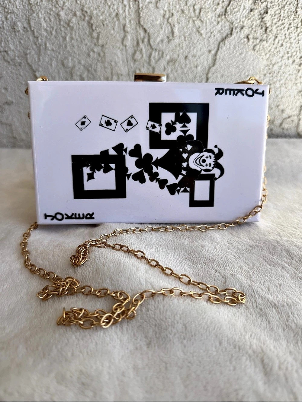 White & Black  Joker Hard Case Clutch